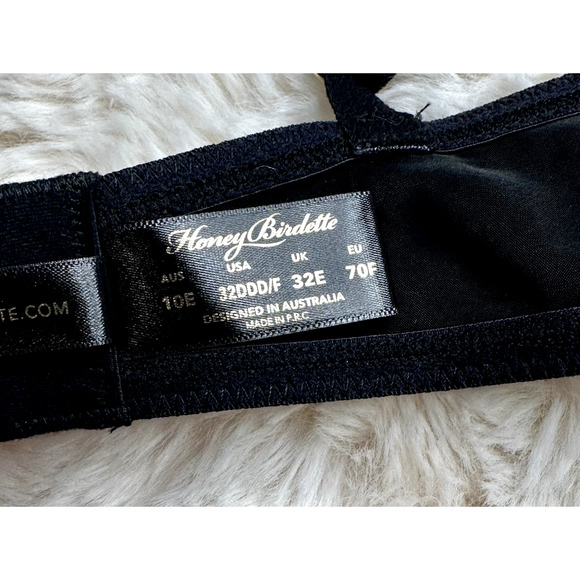 Honey Birdette KASEY🖤 Black Faux Leather Gold Stud Bra 32DDD - Picture 4 of 4